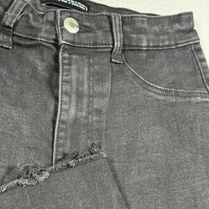 Zara Women High Waisted Skinny Jeans Black Distressed Ripped Knee Raw Hem Size 2